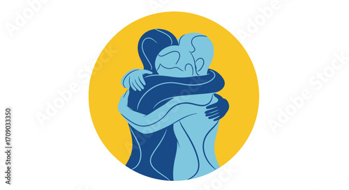 Two Figures Embracing in a Warm Embrace