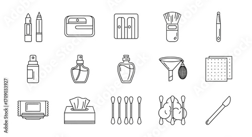 Outlined Beauty and Personal Care Product Icons