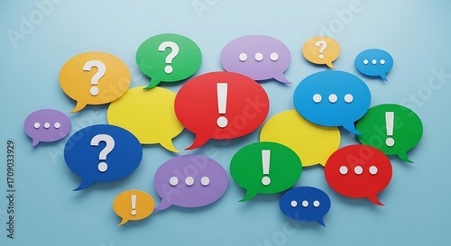 Colorful Question and Exclamation Speech Bubbles.