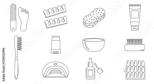 Outlined Pedicure Tools and Foot Care Accessories