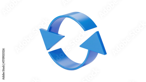 Dynamic blue arrow symbol representing process, cycle, or refresh concept