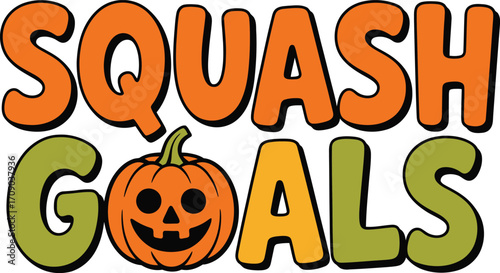 Orange pumpkin with jack o lantern face and green letters