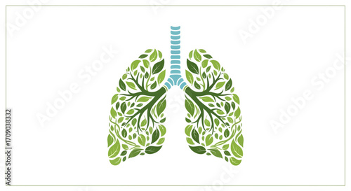 Green Leaf Lungs Illustration Symbolizing Clean Air and Health