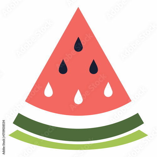 vibrant watermelon wedge vector icon with radial gradient and lime green rind for modern minimal commercial stock
