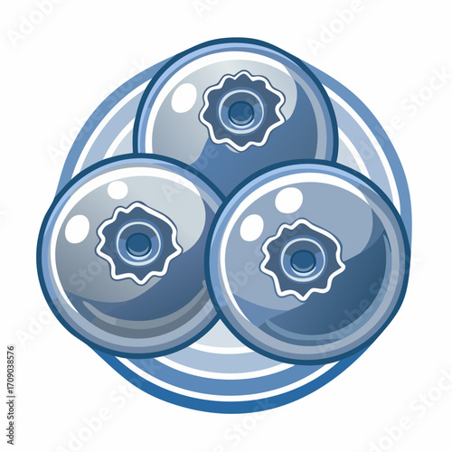 indigo and electric blue blueberry cluster vector icon with masked highlights for modern stock designs
