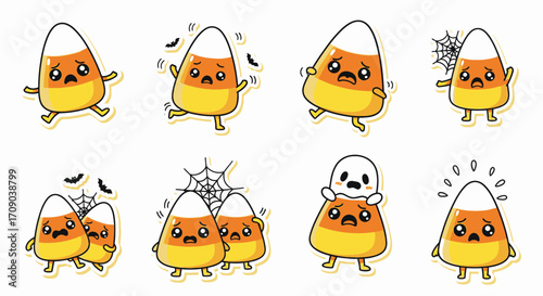 Cute Candy Corn Halloween Stickers.