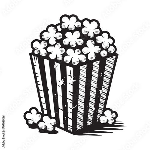 Vintage retro halftone grunge popcorn design illustration icon vector