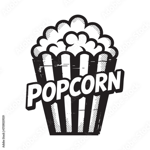 Retro vintage popcorn halftone grunge style illustration icon vector