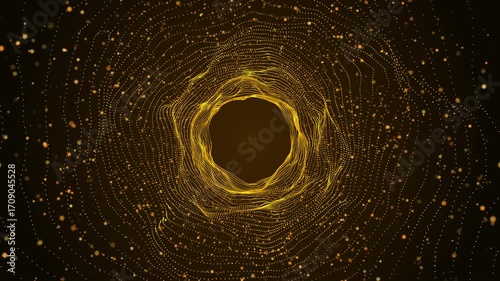 Golden Stage Circular Glowing Glitter Lights Shimmering Particles
