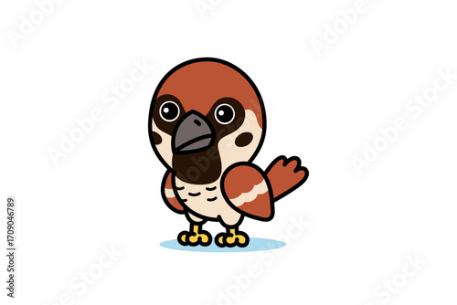 Cute Sparrow Bird Cartoon Illustration