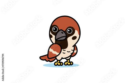 Cute Sparrow Bird Cartoon Illustration
