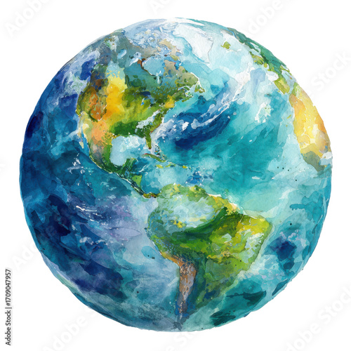 Colorful painted globe of Earth