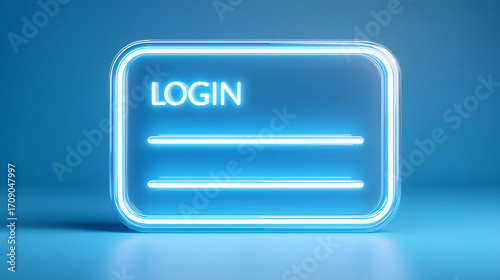 Login screen neon glow user interface password field cyber security minimal design blue background digital form web access data protection Modern login screen with neon glow and minimal design