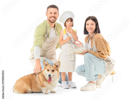 Happy family baking togethe...