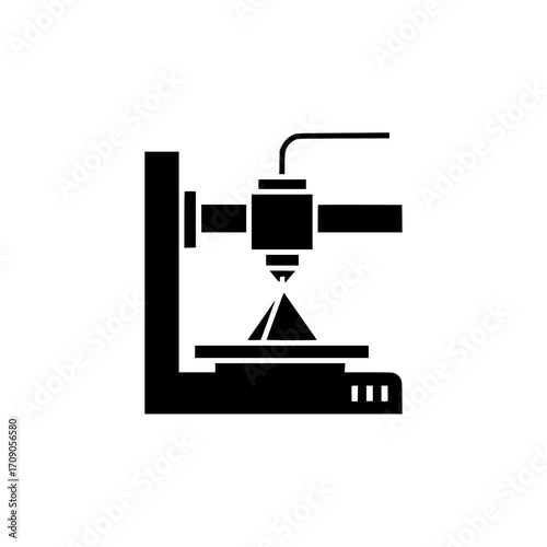 icon of 3D printer side view used in industrial design and prototyping.