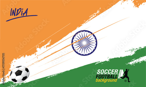 Football or soccer abstract background from paint brushes. Soccer Template design, soccer banner template, India flag abstract, Brush texture grunge, football cup.eps10