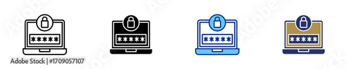 Password  Icon Set Multiple Style Collection