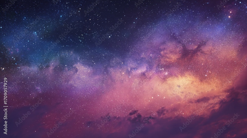 Fototapeta premium Captivating cosmic scene showcasing colorful nebulae and countless stars illuminating the vast night sky