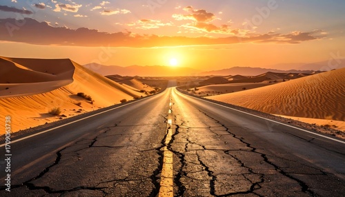 Fototapeta Naklejka Na Ścianę i Meble -  Desert Highway Sunset View (2)