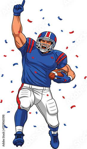 Vector, illustration, American football team winning the match, sports, poster, background