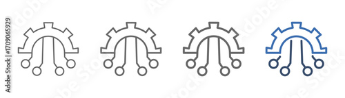 
outline icon set electronic with gear and technology design