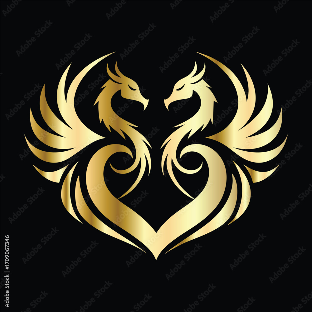Obraz premium phoenix head logo design vector template. Luxury heraldic phoenix symbol. Phoenix Bird Wings Logo Design Template.