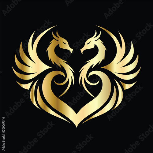 
phoenix head logo design vector template. Luxury heraldic phoenix symbol. Phoenix Bird Wings Logo Design Template.