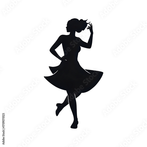 Black silhouette of a woman dancing