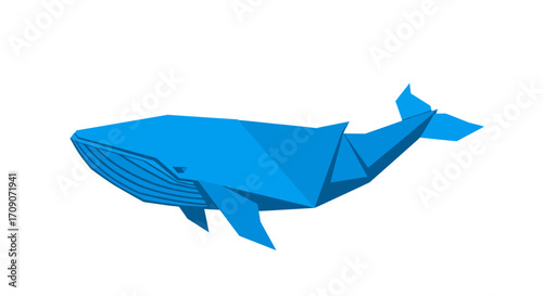 Geometric Blue Whale Illustration on White Background 1.