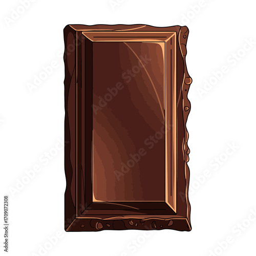 A single, rectangular bar of dark chocolate with a glossy sheen, isolated on a white background.