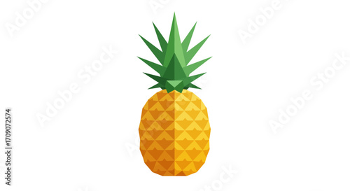 Geometric Pineapple Illustration with Sharp Green Leaves.