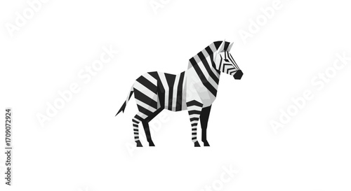 Geometric Zebra Illustration with Black and White Stripes.