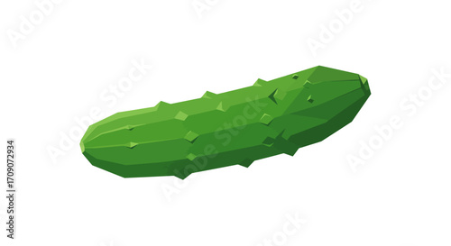 Low Poly Green Pickle Illustration on White Background.