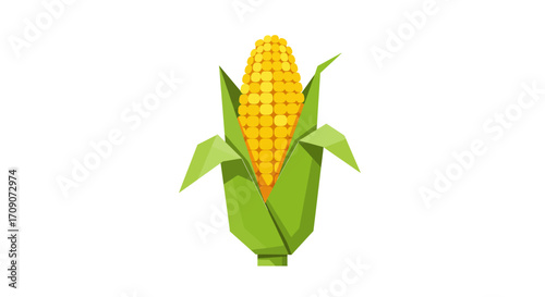 Stylized Corn on the Cob with Geometric Husk 1.