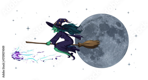 Witches flying on brooms