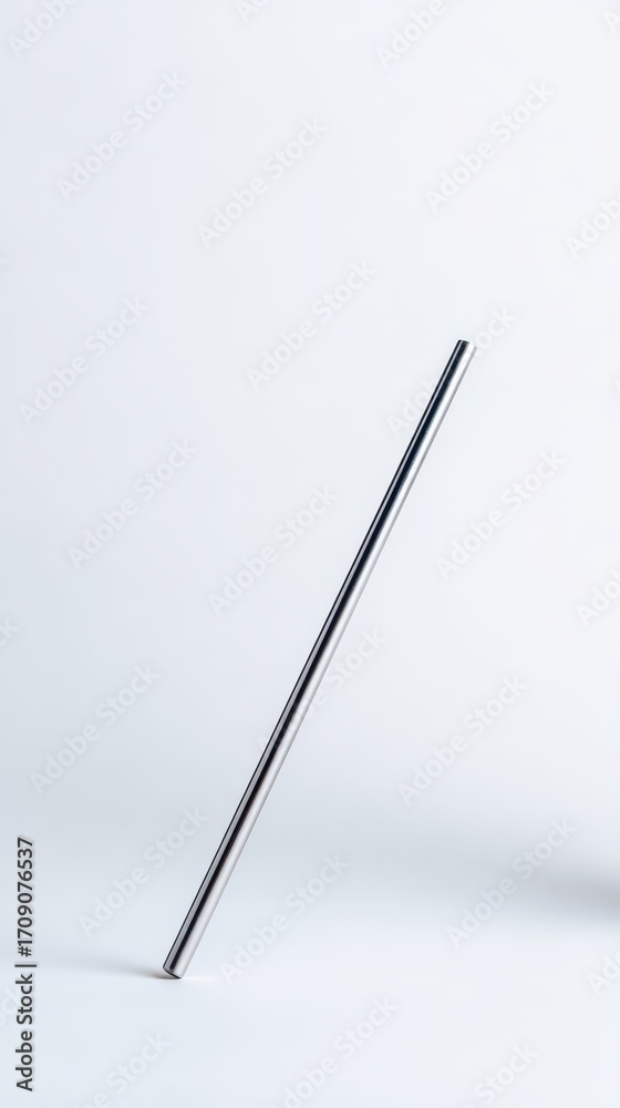 A sleek, metallic straw stands upright against a light background, showcasing a modern and minimalist design. A sleek, metallic straw stands upright against a light background, showcasing a modern and minimalist design.
