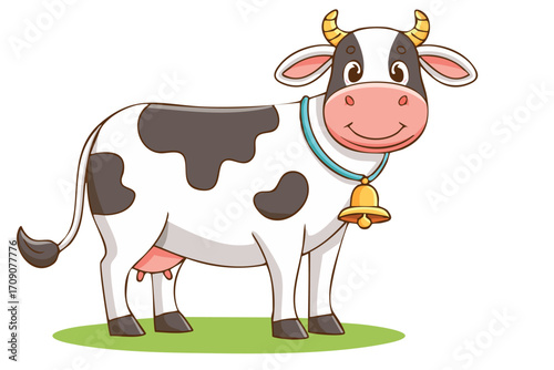 cow with a flower, cartoon animal vectors