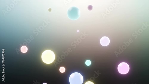 A serene seamlessly looping video of gently glowing light orbs floating and dissolving in a soft, dreamlike atmosphere magic, slow, celebration