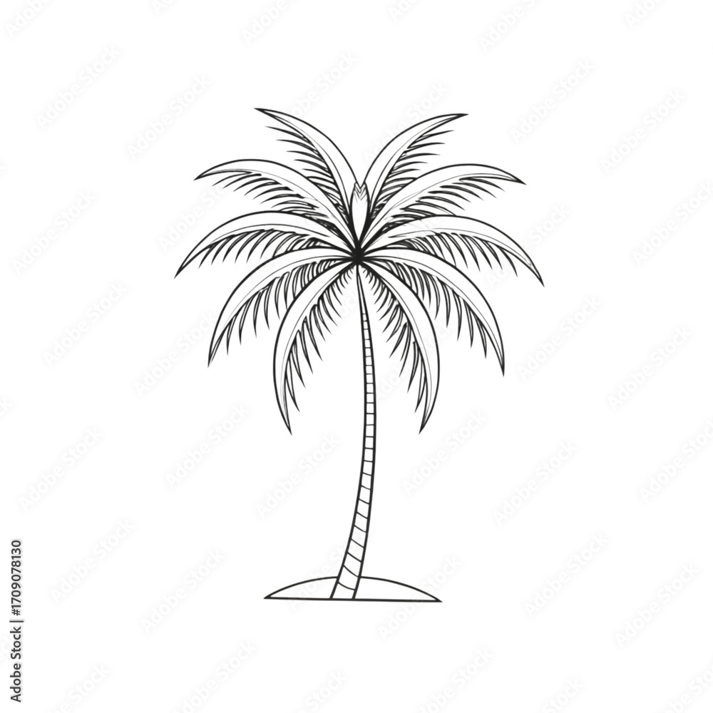 Obraz premium Minimalist palm tree illustration against a solid black background design