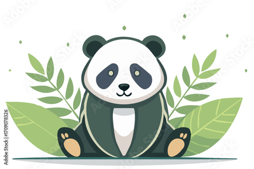 panda bear with bamboo