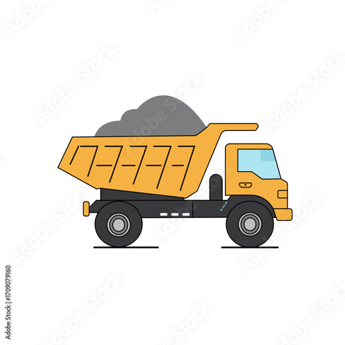 Dump Truck Carrying Load Illustration