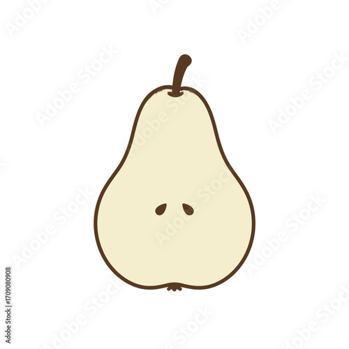 Illustration of a Pear Half with Seeds, Simple and Creamy Color Theme