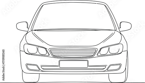 Front view car line drawing vector illustration automotive design concept