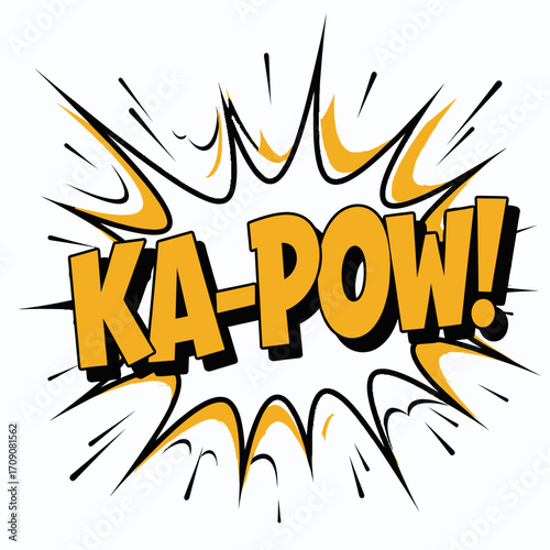 Comic Book Style "KA-POW!" Explosion with Black Outline and Yellow Fill