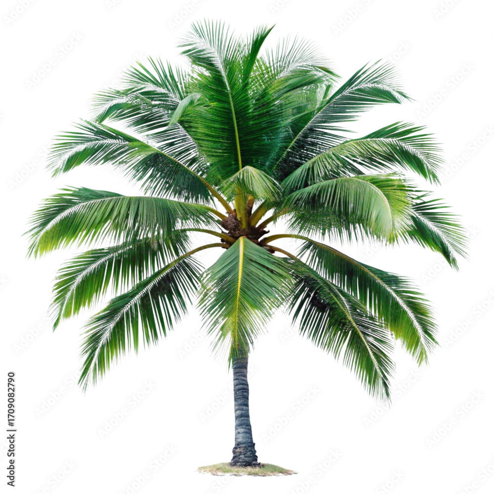 Fototapeta premium A vibrant illustration of a lush green coconut palm tree isolated
