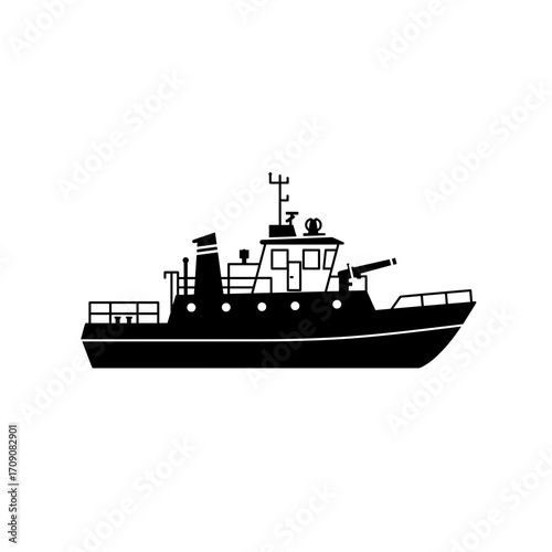 Simple Silhouette of a Military Patrol Boat
