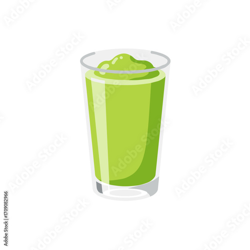 Fresh Green Smoothie in a Tall Glass, Refreshing and Healthy Drink.