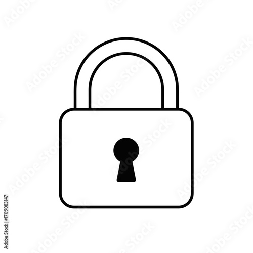 Simple Black Outline of a Padlock with Keyhole