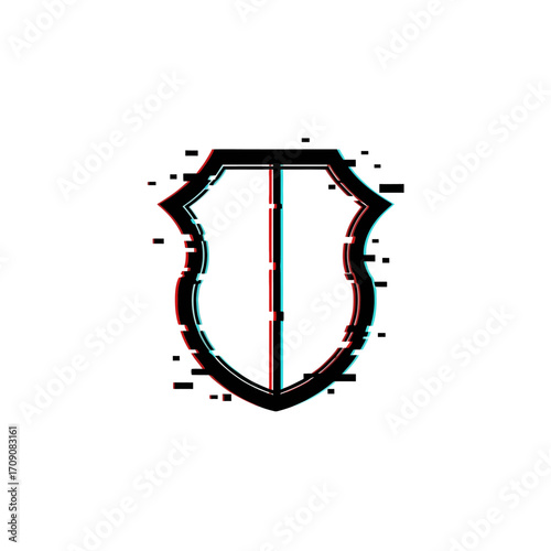 Glitch Effect Shield Security Icon