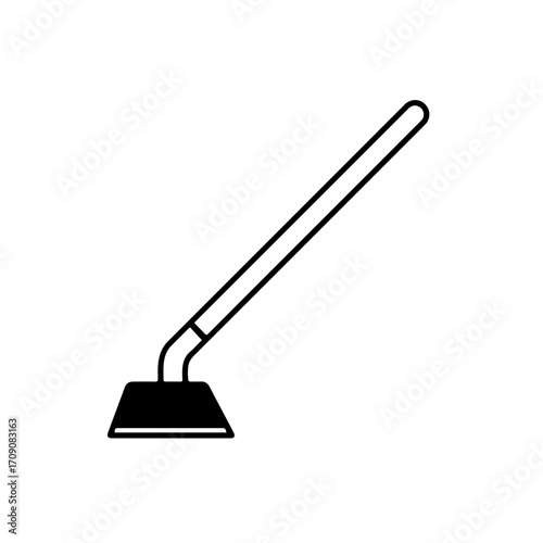 Simple Line Drawing of a Gardening Hoe